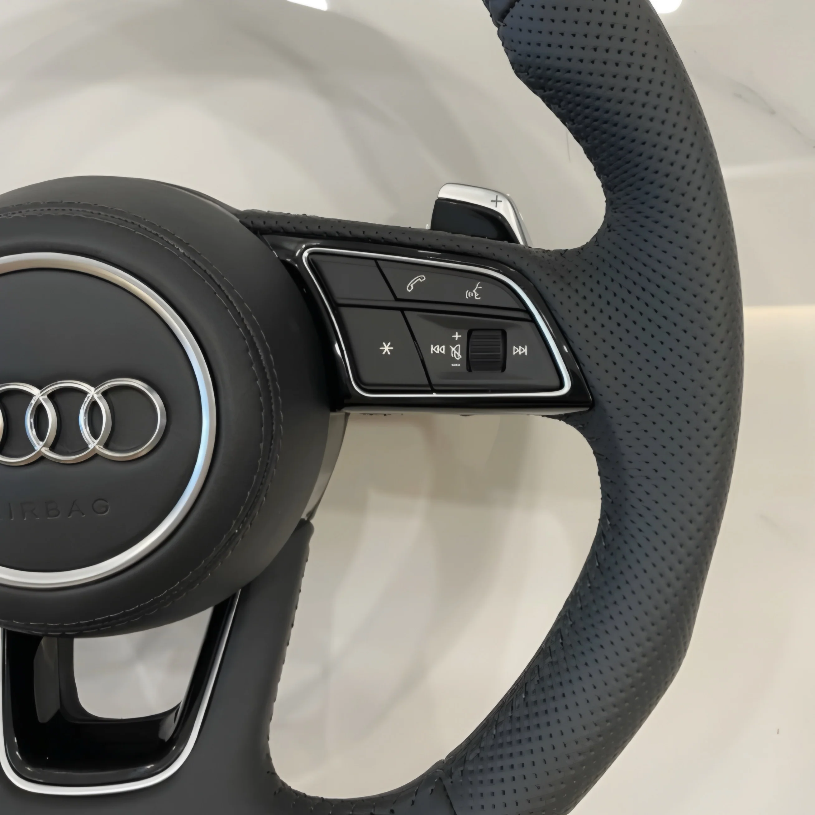 Audi RS-Style Leather Flat Bottom Steering Wheel - Image 3