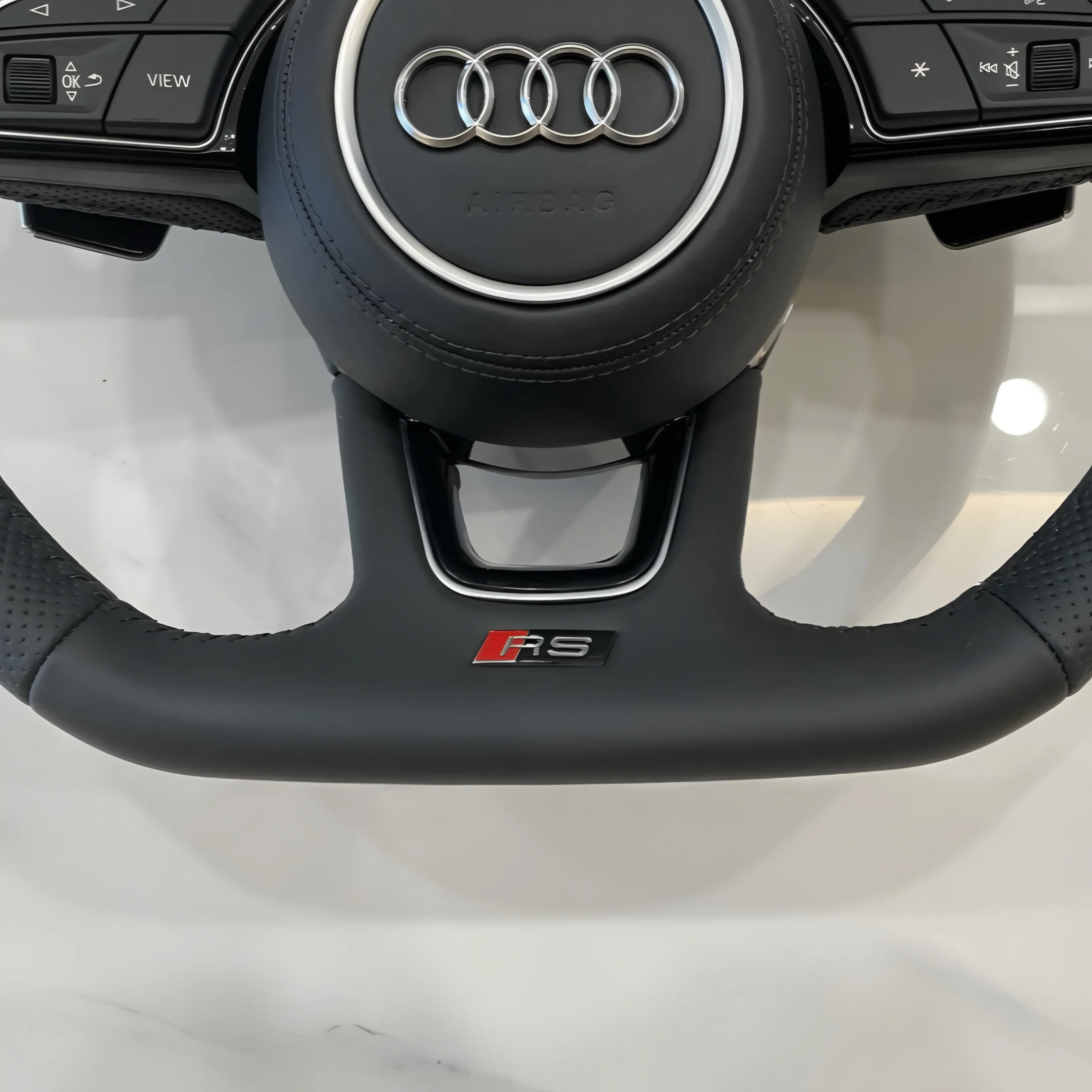 Audi RS-Style Leather Flat Bottom Steering Wheel - Image 4