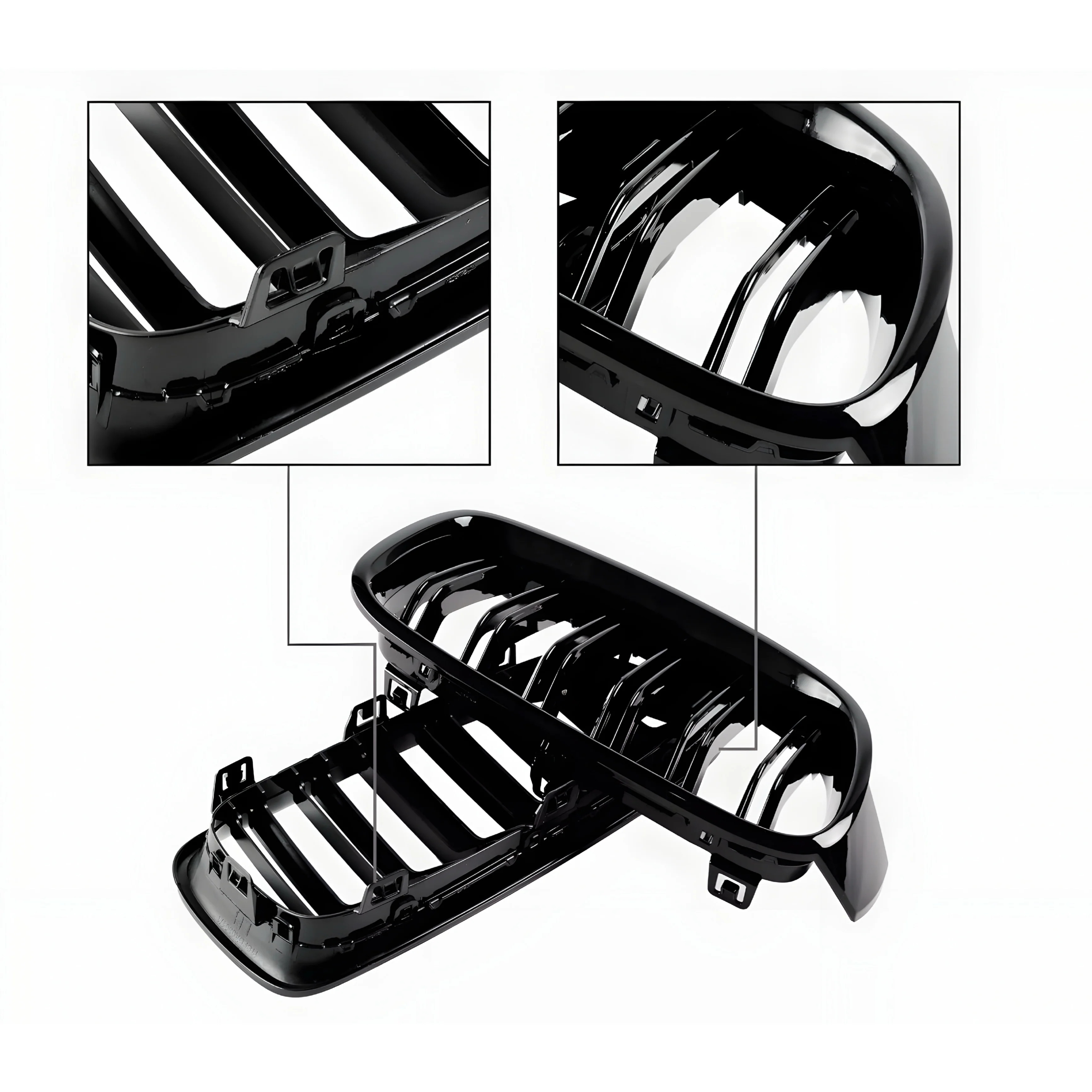 BMW 3 Series F30/F31 (2012–2019) Double Slat Gloss Black Kidney Grille - Image 4