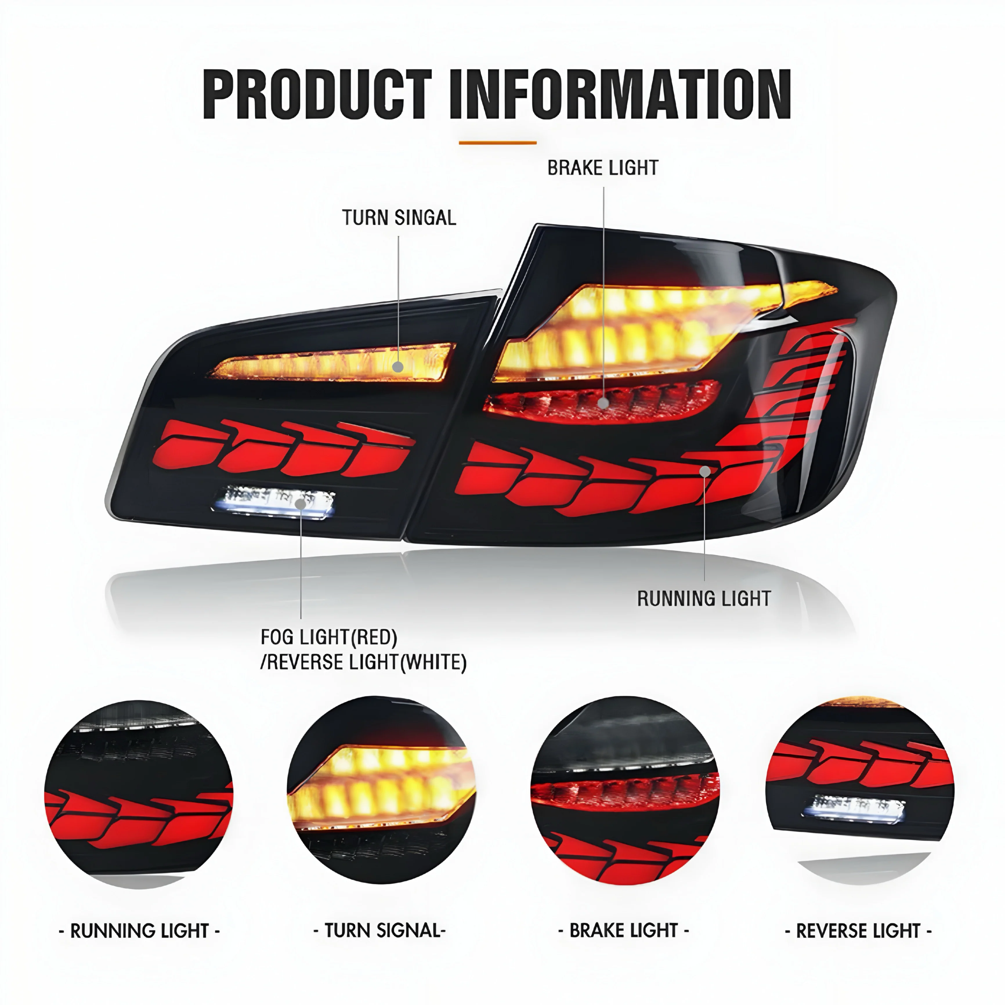 BMW 5 Series F10 Sequential GTS-Style LED Tail Lights – Standard & Smoked - Image 2