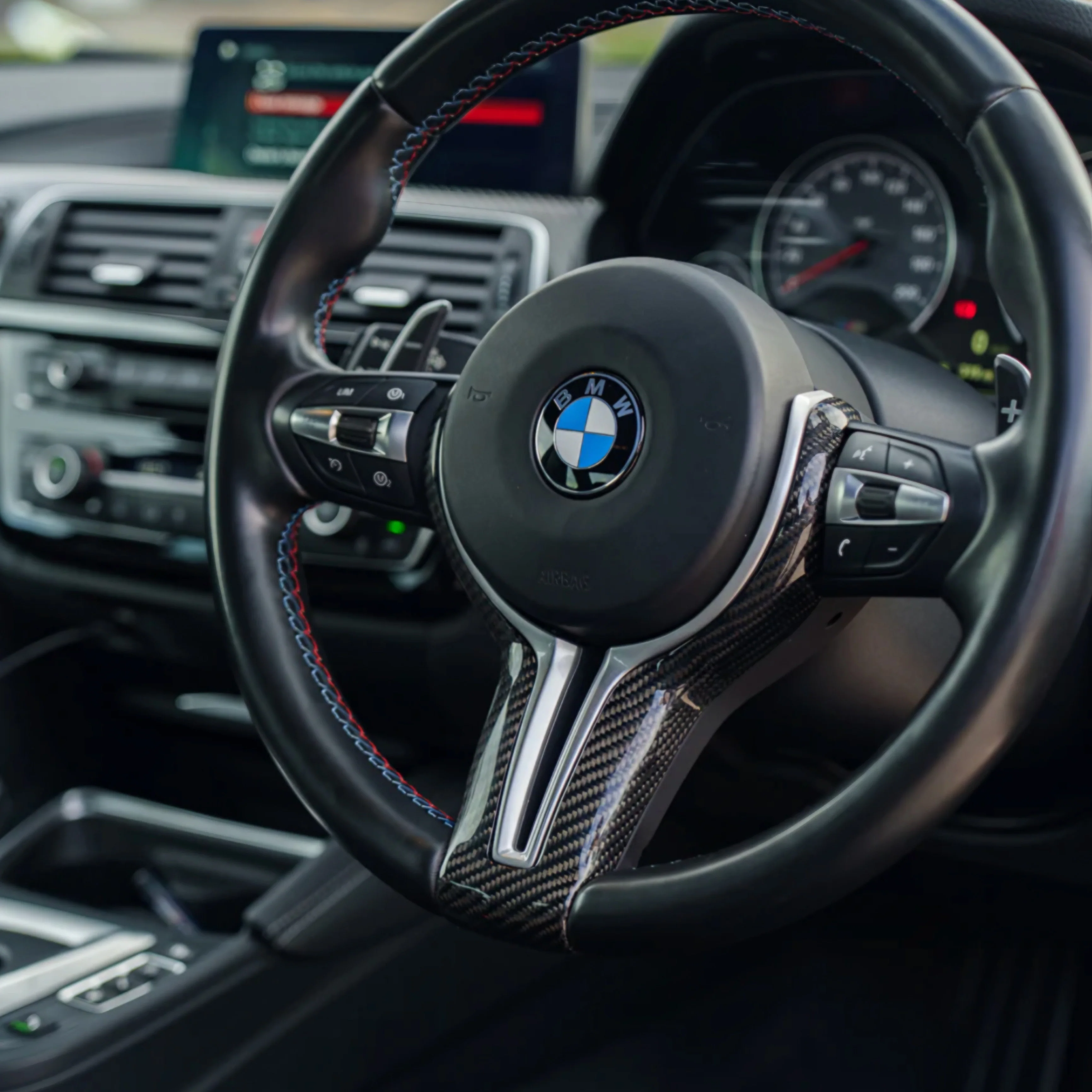 BMW Carbon Fibre Steering Wheel Trim Cover - Image 2