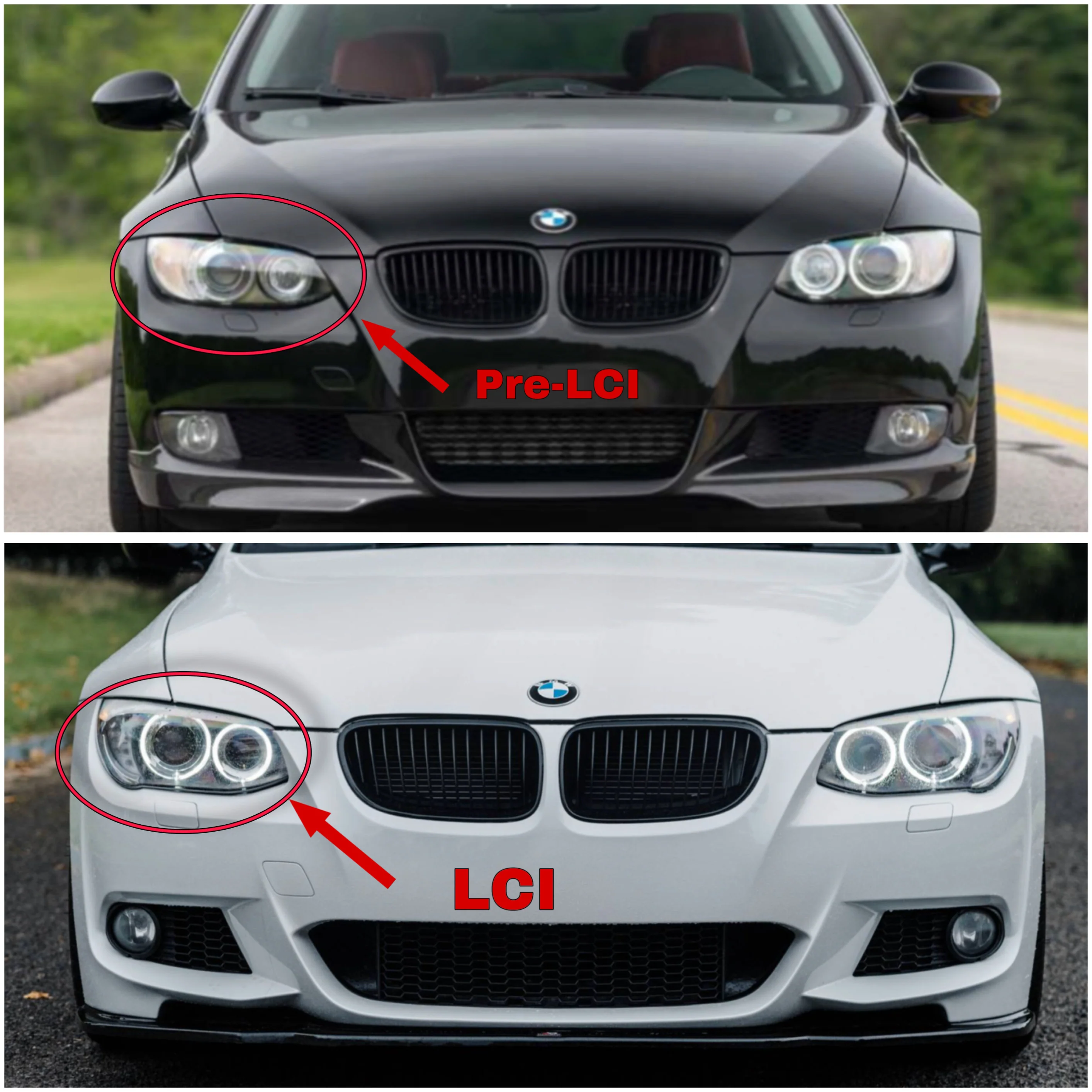 BMW 3 Series E92/E93 Gloss Black Front Kidney Grille Set - Image 5