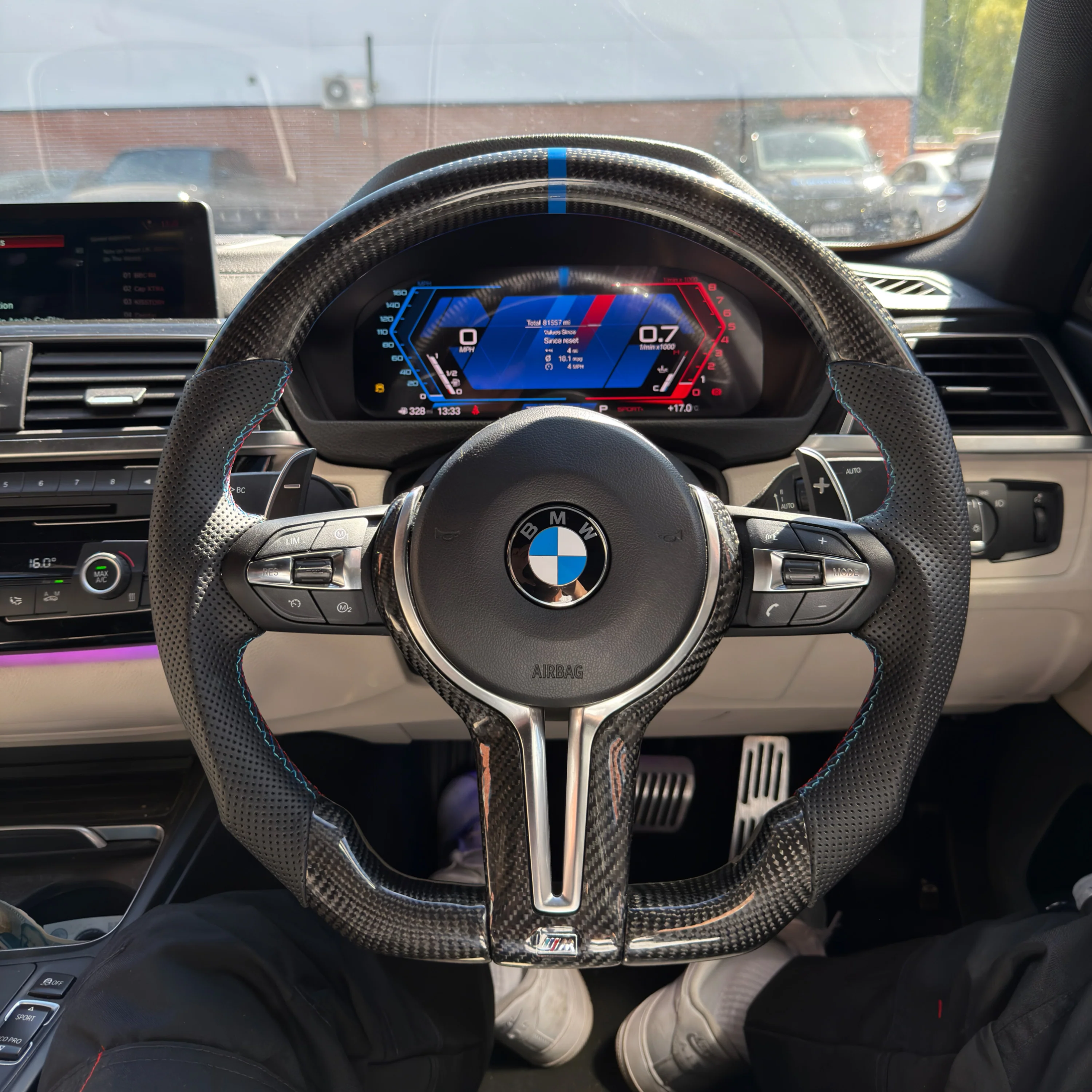 BMW F Series Carbon Fibre/Perforated Leather Flat Bottom Steering Wheel - Image 5