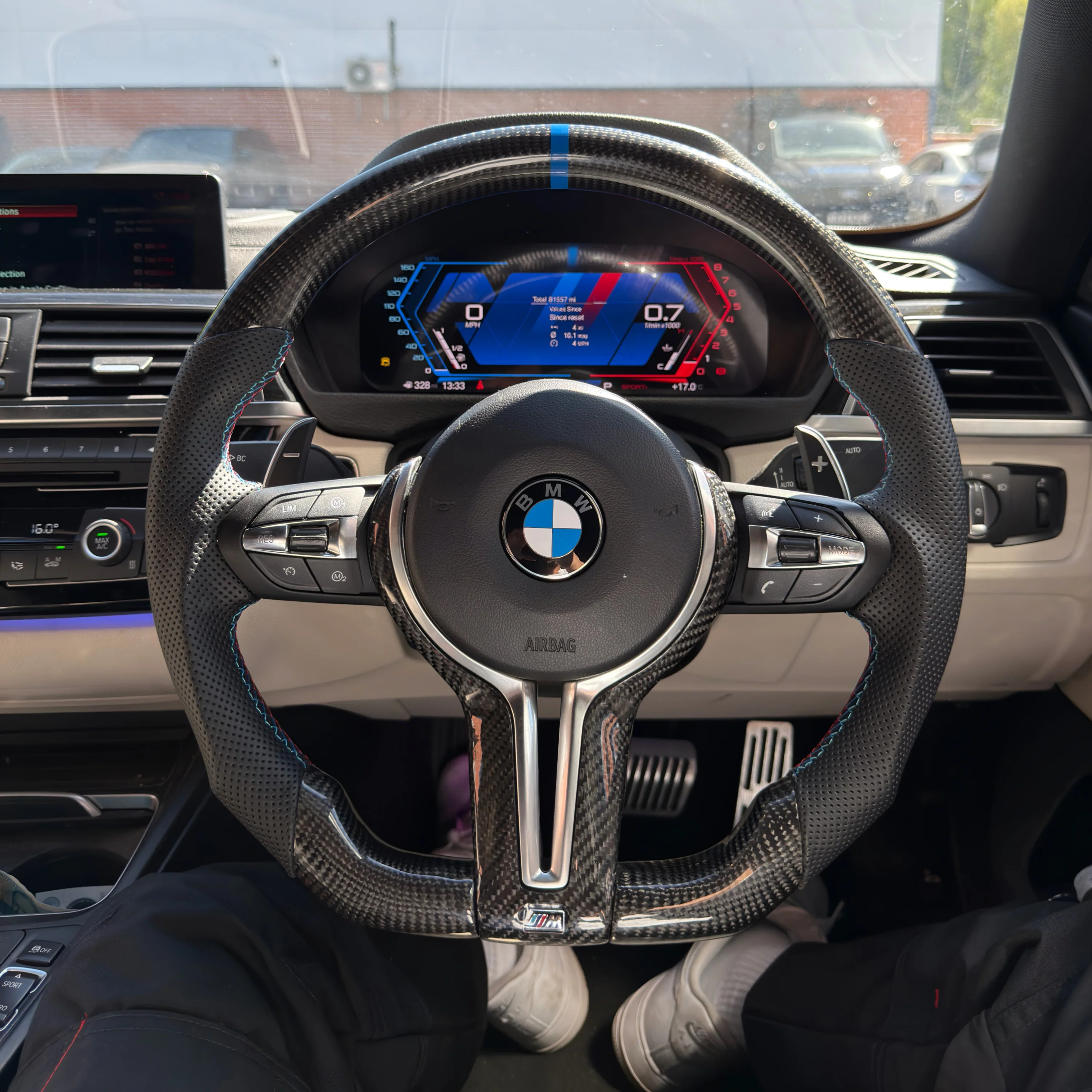 BMW F Series Carbon Fibre/Perforated Leather Flat Bottom Steering Wheel - Image 6