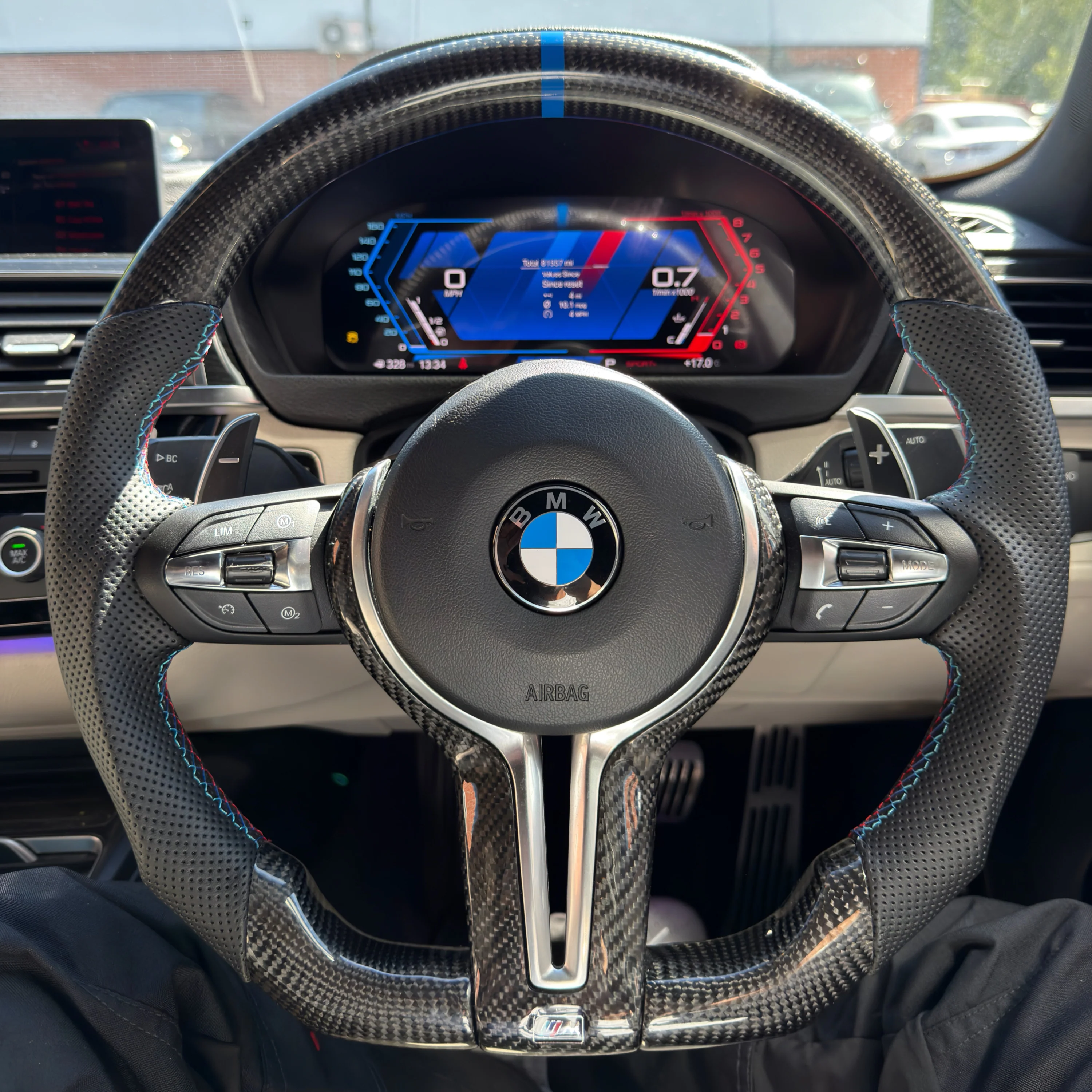 BMW F Series Carbon Fibre/Perforated Leather Flat Bottom Steering Wheel - Image 7