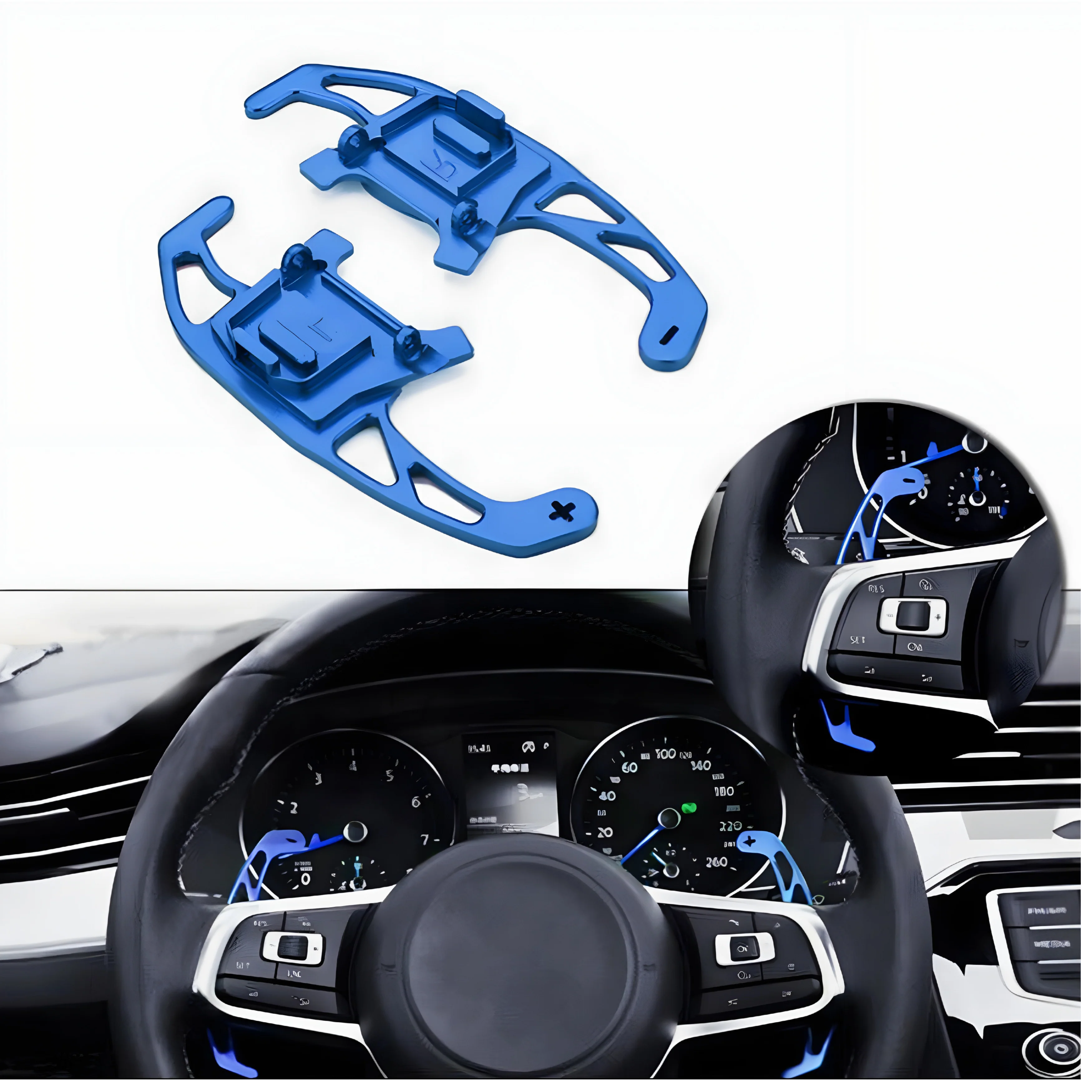 VW Golf MK7 / MK7.5 Blue Aluminium Paddle Shifters - Image 3